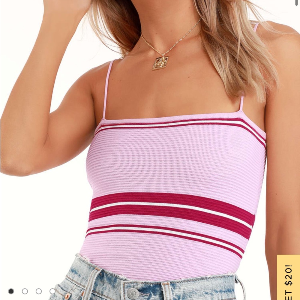 Lulu’s Lenore Mauve Pink Stripped Ribbed Crop Top